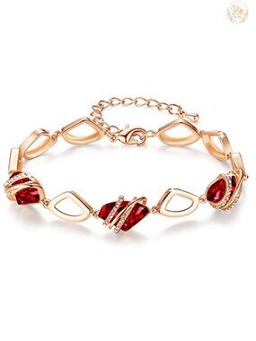 Leafael Wish Stone Link Charm Bracelet with Birthstone Crystals